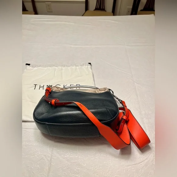 NWOT Thacker New York Snake Print Shoulder Bag - Black and Orange - Picture 4 of 15